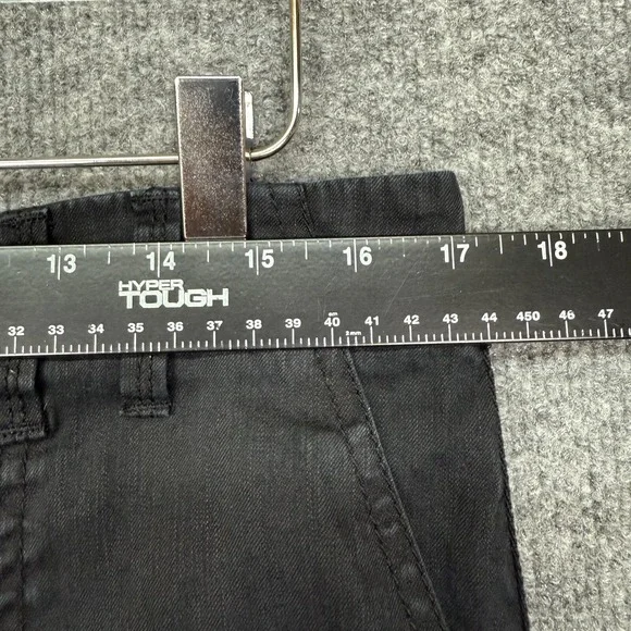 Chicos Pants Womens 1.5 10 Black Linen Cotton Stretch Cargo Crop Elastic Waist - Picture 7 of 15